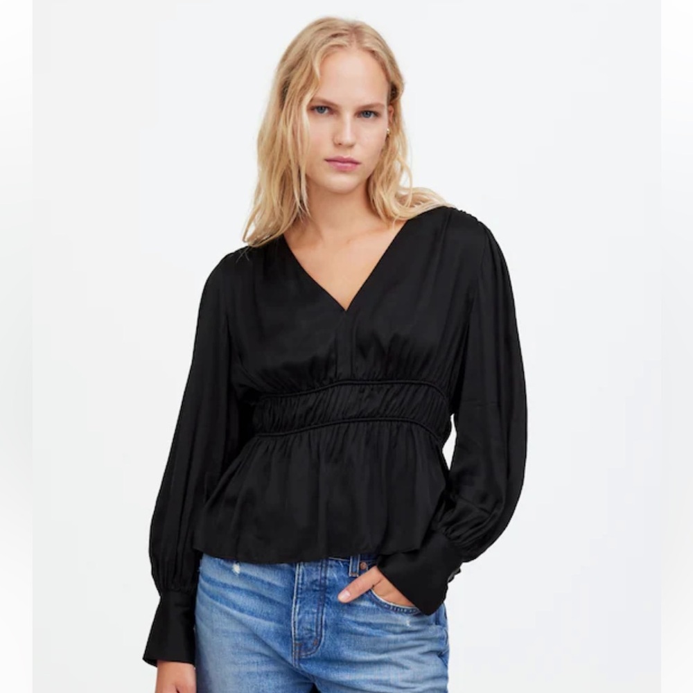 Madewell satin peplum top (4)